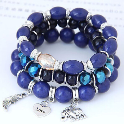 

Marble Pattern Elephant Wings Love Pendant 3 Piece Set Unisex Pair Bracelet Set hot Gift