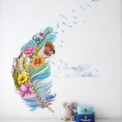

Dreamcatcher beautiful Feathers Wall Sticker PVC Material Wall Decor DIY Self-adhesive Wallpapers for Living Room Decoration