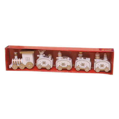 

Christmas Wooden Toys Painted Train Ornaments Kids Cute Gift Toys For Christmas Party Kindergarten Display Window Small Decorati