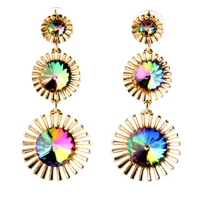 

2 Zircon Gold Color Dangle Earrings for Women Factory