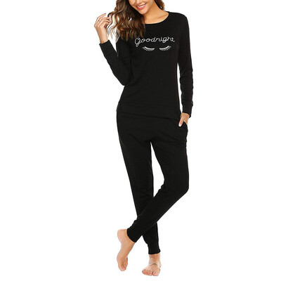 

Toponeto Womens Long Sleeve Cartoon Printed Sleepwear Tops BlousePants Soft Pajamas Set