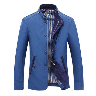 

Gobestart Men Winter Long Sleeve Pocket Stand Collar Zip Outwear Jacket Coat Plus Size