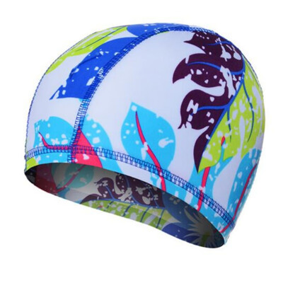 

New print flower swimming cap waterproof Protect Ears Long Hair swim pool hat for adults&kids training swim hat cap