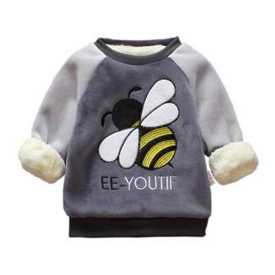 

Winter Kids Baby Girl Boy Coat Cartoon Bee Printing Sweatshirts Casual Toddler Thicken Coat Long Sleeve Outerwear