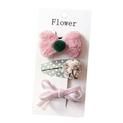 

3 Pieces Set Children Handmade Bow Hair Clip Baby Girls Hair Ring Cloth Fabric Hair Accessories 1-12Y