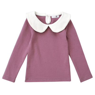 

Autumn Children Casual Tops Baby Girl Long Sleeve Doll Collar T-Shirts Kids Solid Color Soft Comfy Tops Tees