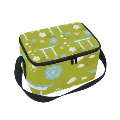 

ALAZA Insulated Lunch Box Snow Leaves Lunch Bag for Men Women Portable Tote Bag Cooler Bag