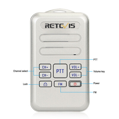 

Retevis RT20 Mini 2W FM Radio Two-way Handheld Intercom Rechargeable Walkie Talkie UHF 400-470MHz 16 Channels VOX PTT Civilian Lic