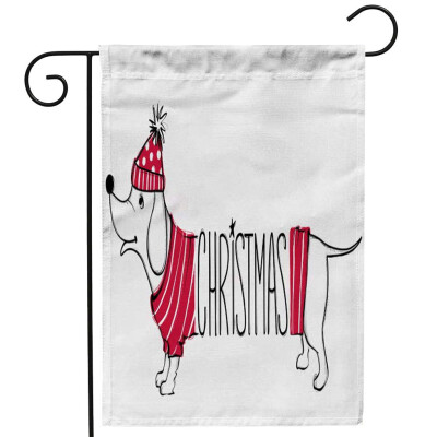 

Gobestart Merry Christmas Santa Claus Dog Elk Garden Flag Family Decoration Flag 30x45cm