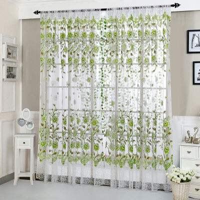 

Fashion Pastoral Style Translucidus Window Curtain Tulip Flower Pattern Split Curtain For Living room bedroom