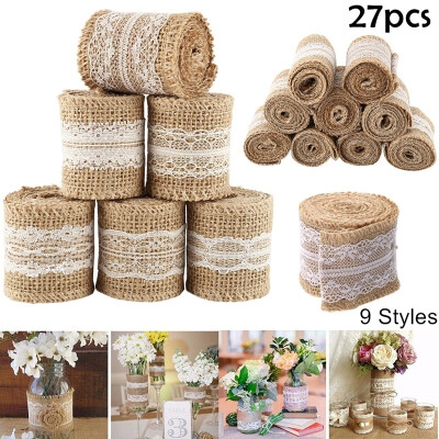 

91827PCS 5cmx100cm DIY Trim Edge White Lace Jute Burlap Hessian Lace Ribbon Wedding Party Decoration