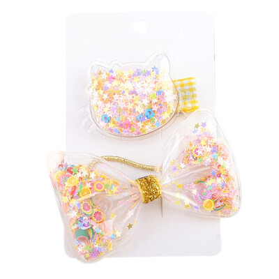 

2pcs Sets Children Girls Hairpin Fashion Concise Casual All-match Transparent Bow Cute Sweet Hair Clip Girl Hair Decoration