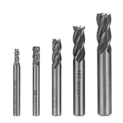 

Milling Cutter CNC Straight Shank Metal 4 Flute Mill Tools High Speed Steel 5PCS HSS-AL High Toughness