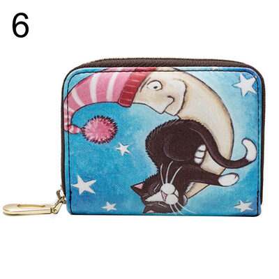 

Cute Cartoon Women Purse Coin Card Cash Holder Zipper Faux Leather Short Wallet
