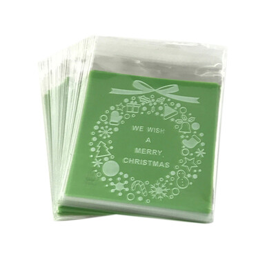 

Toponeto 100PC Self Adhesive Plastic Seal Bag Cookies Candy Wrapping Bags Christmas Pouch