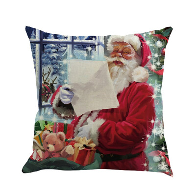 

Tailored 1PC Happy Christmas Pillow Cases Linen Sofa Cushion Cover Home Decor Pillow Case