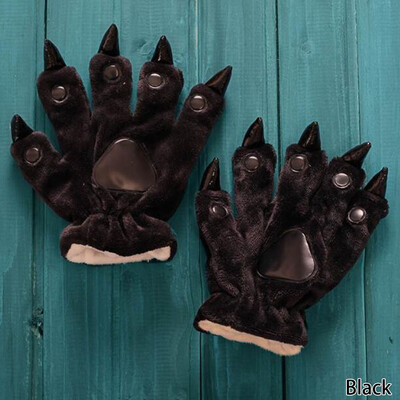 

Halloween Cat Plush Paw Claw Gloves Tail Bow-tie Anime Cosplay Costume