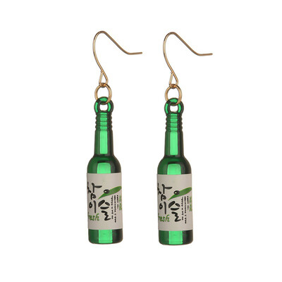 

Cute Women Alloy Mineral Shochu Bottle Earrings Beer Bottle Earrings Dangle Ear Hook Earrings Jewelry