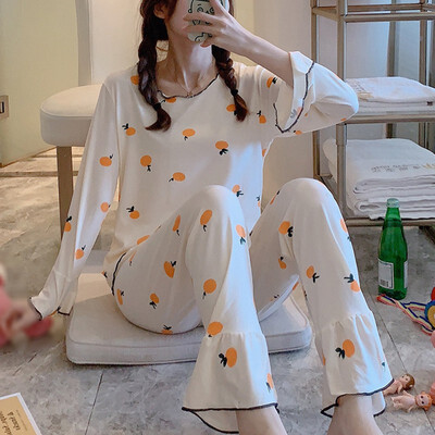 

Women 2PCS Sleepwear Pajamas Cute Carrot Print Casual Tops Pants Home Long Sleeve Nightwear