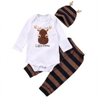 

2018 Fashion Baby Boys Clothing Sets Xmas Little Newborn Baby Boy Girls Clothes Long Sleeve Jumpsuit Long Pants Hat Outfit