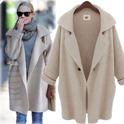 

Autumn New Loose Casual Womens Knit Coat Fashion Trend Single Button Solid Color Long Cardigan