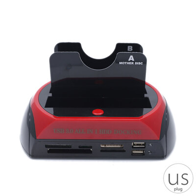 

2535 Inch USB 30 Dual SATA Dual-Disc Multi-Function Card Reader Base External Hard Drive Docking Station