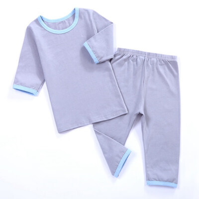 

Kids boys Girls Pajama Sets Solid Color Pajama Sets Seven-quarter Sleeve Trousers Sleepwear Home 2-12T