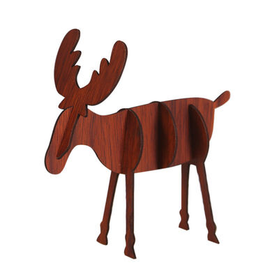 

DIY Assembly Wooden Reindeer Christmas Craft Desktop Ornaments Holiday Party Decor Supplies
