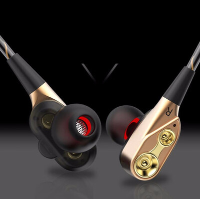 

OLOEY ear type double moving coil earphone running games music headphones wire controlled fever HIFI headphones