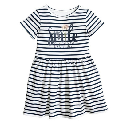 

Cute Baby Girl Dress Summer 2017 Letter Printed Short Sleeve Striped Dresses For Girls Clothes Kids Children Birthday Party