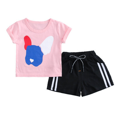 

Summer Baby Boy Cartoon Puppy Print Pattern T-shirt Shorts Set Casual Cotton Outfits