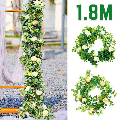 

2 Colors 4 PCS Artificial Eucalyptus Garland Hanging Rattan Wedding Greenery Home Decor