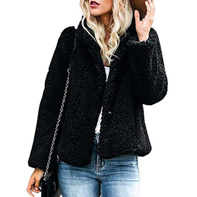 

Tailored Womens Warm Fuzzy Fleece Coat Pockets Button Down Fluffys Jackets Outerwear
