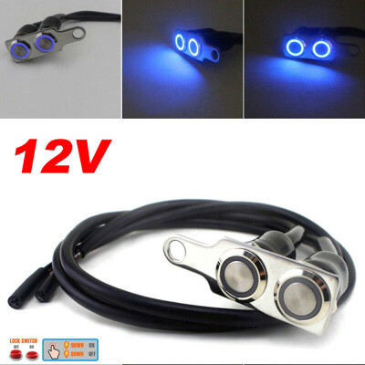 

19mm Dual ON-OFF Push Button 12V Waterproof Blue LED Motorcycle Handlebar Switch