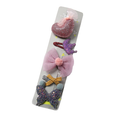 

5pcsSet New Bow Childrens Hair Clip Headwear Set Cute Baby Girl Crown Hair Accessories Barrettes Cartoon Hairpin