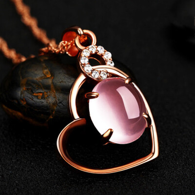 

Natural Crystal Stone Furong Stone Pendant Rose Gold Fashion Jewellery Exquisite Princess Pendant