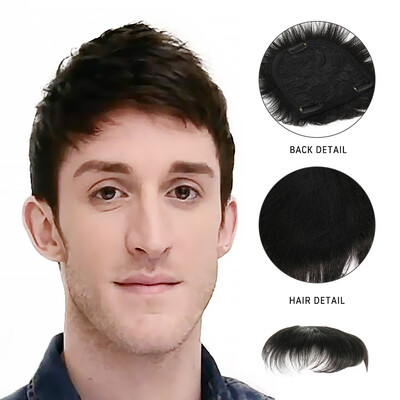 

13X14CM Mens Hair Topper Wig Toupee Clip Hairpiece Top Wig for Daily Wear