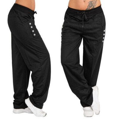 

hot sale explosions spring&autumn women solid color tie casual loose straight trousers