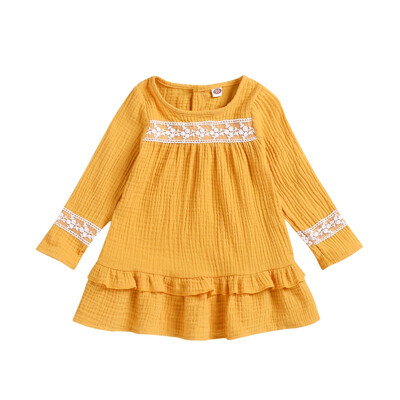 

Girls Dress 2019 New Autumn Girls Clothes Lace Design Baby Girls Princess Tutu Wave Hem Dresses For Girls Casual Wear 18m-5 Y