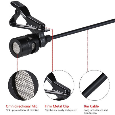 

ARIMIC Dual-Headed Lavalier Lapel Clip-on Omnidirectional Condenser Microphone Mic Cable Length 197ft for iPhone iPad iPod Androi