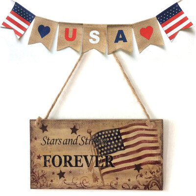 

Toponeto American 4th of July Independence Day Wooden Plaque Sign God Bless America