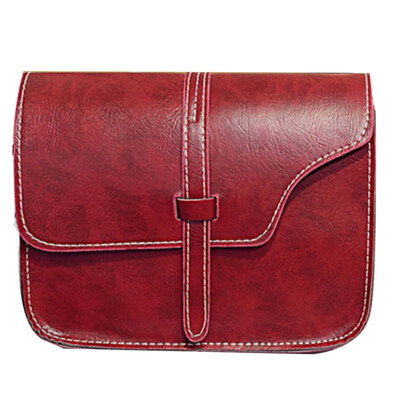 

Lady Retro Solid Color Adjustable Strap Flap Faux Leather Crossbody Shoulder Bag