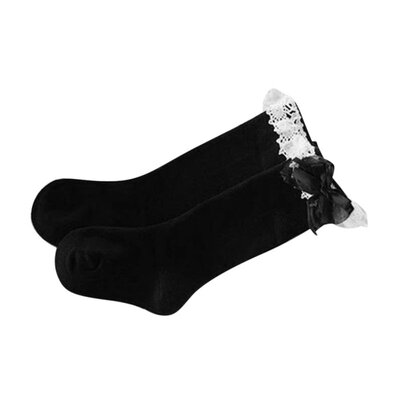 

Toddler Girls Kids Knee High Length Socks with Organza Bow 6 Colours 1-5 years
