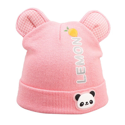 

Winter Newborn Cute Warm Kids Girls Boys Hats Baby Cartoon Pattern Hats Knitted Wool Hemming Caps With Ear