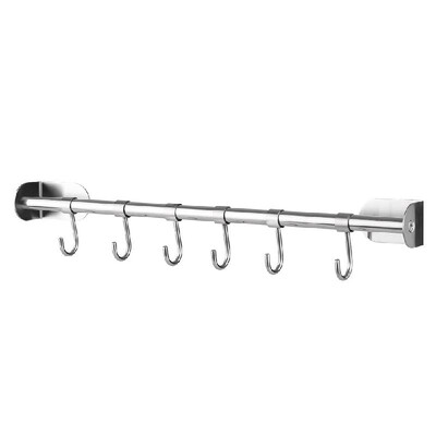 

Kitchen Multi-function Hanging Rod & Hook Kitchen Hanging Rack Rod Hook Rail Pot Pan Lid Holder No Drilling Wall Mounted Sliding H
