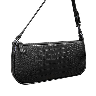 

Women Crocodiles Pattern Solid Color Faux Leather Zipper Tote Pouch Shoulder Bag