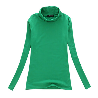 

Multi-colors Autumn Winter Women Tops Long Sleeve Turtleneck Women T-shirt Solid Stretch Tops Women Silm Bottoming Shirt Tops W4