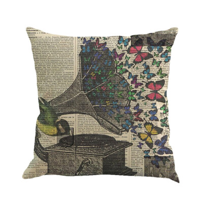 

〖Follure〗Butterfly Painting Linen Cushion Cover Throw Waist Pillow Case Sofa Home Decor A