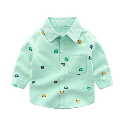 

Kid Boys Cartoon Bear Print T Shirt For Spring Autumn Kids Boys Long Sleeve T-Shirts Clothes Cotton Children Tops