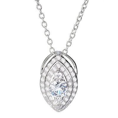 

Simulated Diamond Pendant Female Diamond Group Pendant Plated Sterling Silver Wedding Jewelry Necklace Collarbone Short Chain